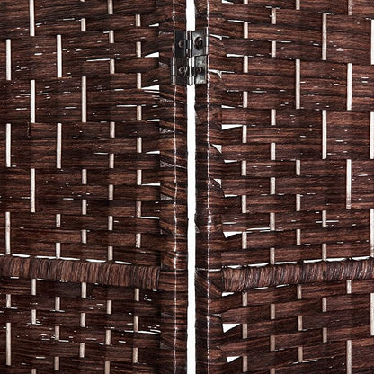 HOMCOM Room Divider, 6 Panel Folding Privacy Screen, 6FT Tall Portable Wicker Weave Partition Wall Divider for Bedroom, Home Office, Brown