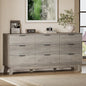 63" Long Dresser for Bedroom, 9-Drawer Fluted Dresser, Extra-Wide Wood Chest of Drawers with Smooth Metal Slides, Stable Base, Modern Clothes Storage Cabinet for Living Room, Hallway, Nursery