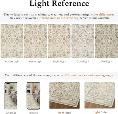 Taupe 2x3 Entryway Rug Vintage Area Carpet Indoor Kitchen Washable Door Mat Entrance Small Low Pile Traditional Distressed Retro Accent Throw Rug Non Slip Office Bathroom