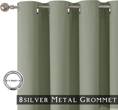 ChrisDowa 100% Blackout sage Solid Curtains 45 Inches Long 2 Panels for Bedroom Living Room,Farmhouse Room Darkening Thermal Insulated Soundproof Grommet Top Window Treatment Drapes,52x45