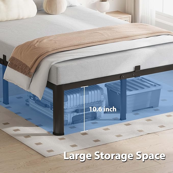 12 Inch Twin XL Bed Frame, 3500Lbs Heavy Duty Metal Platform with Round Corner Legs Mattress Slide Stopper, Steel Slat Support No Box Spring Needed, Noise Free, Non-Slip, Easy Assembly