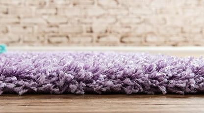 Unique Loom Solid Shag Collection Area Rug (2' 6" x 13' 1" Runner, Lilac)