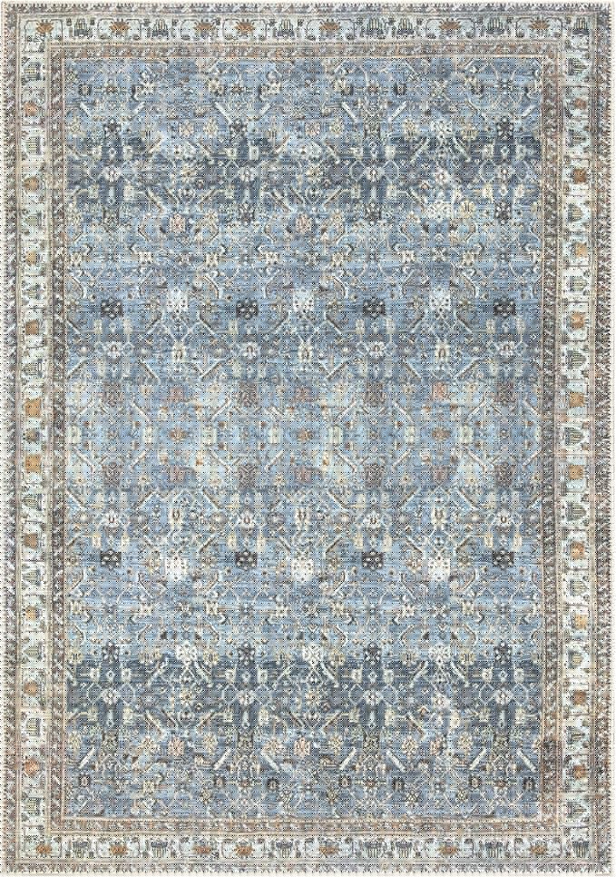 Bloom Rugs Washable Non-Slip 8' x 10' Rug - Blue/Beige Traditional Area Rug for Living Room, Bedroom, Dining Room, and Kitchen - Exact Size: 8' x 10'