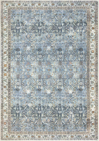Bloom Rugs Washable Non-Slip 8' x 10' Rug - Blue/Beige Traditional Area Rug for Living Room, Bedroom, Dining Room, and Kitchen - Exact Size: 8' x 10'