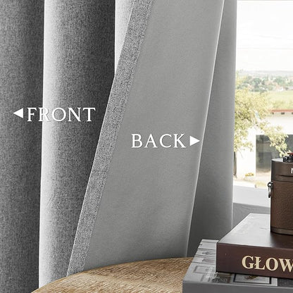 ChrisDowa 100% Blackout Grey Solid Curtains 102 Inches Long 2 Panels for Bedroom Living Room,Farmhouse Room Darkening Thermal Insulated Soundproof Grommet Top Window Treatment Drapes,52x102