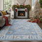 Fame Rugs Blue Modern Oushak Rug 9x12, Vintage Turkish Colorful Oriental Washable Antique Inspired Oversize Area Rugs, Luxury Living Room Bedroom (381LB, 9' x 12)