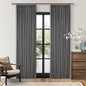 Grey Pleated Linen Blackout Curtains 84 Inches Long for Bedroom Living Room Pinch Pleat Black Out Thermal Insulated Ring Hooks Back Tab Room Darkening Drapes Charcoal Gray 84 Inch Curtains with Liner