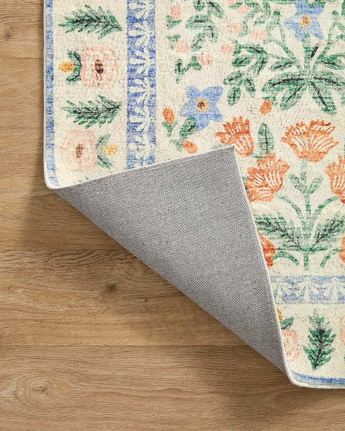 Loloi Rifle Paper Co. Eden Collection EDE-02 Mughal Garden Cream 2'-6" x 9'-6" Runner Rug feat. CloudPile™