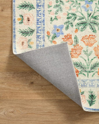 Loloi Rifle Paper Co. Eden Collection EDE-02 Mughal Garden Cream 2'-6" x 9'-6" Runner Rug feat. CloudPile™