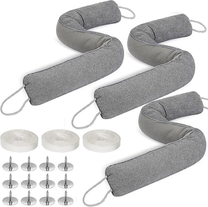Qunclay 3 Pcs Weighted Under Door Draft Stopper 36 x 4 Inches Door Sound Blocker Sound Proof Draft Guard for Bottom of Wind Noise Air Reducer(Gray)
