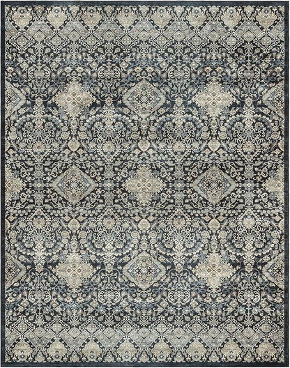 Gertmenian Indoor Boho Area Rug - 9x13 Extra Large, Non Slip, Super Strong, Ideal for High Traffic Areas in Bedroom, Living Room, Kitchen - Tanis, Anthrocite, 28531