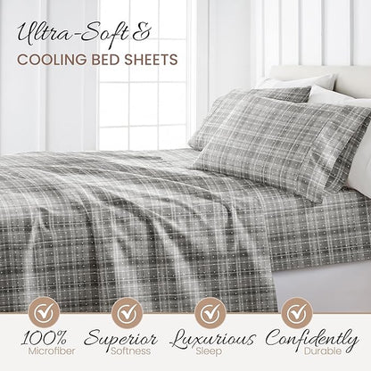Linen Market Double-Brushed Patterned Microfiber Twin Sheet Set 3 Piece – Oeko-TEX Certified Ultra Soft & Wrinkle-Free - 16" Deep Pocket Sheets - Easy Care Twin Size - Polka Dot Gray