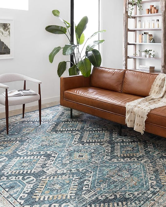 Loloi II Skye Collection SKY-03 Denim/Natural 5'-0" x 7'-6" Area Rug