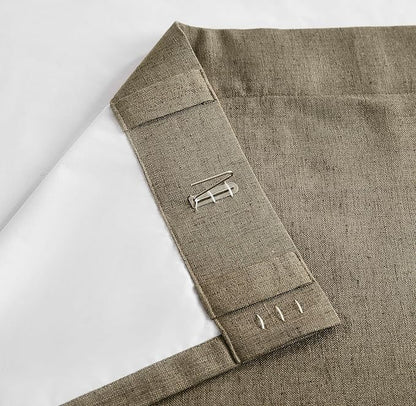 Vision Home Brown Linen Full Blackout Curtains 90 inch Long for Bedroom Living Room Darkening Soundproof Window Panels Thermal Insulated Rod Pocket Back Tab Neutral Drapes 56" Wx90 Lx2