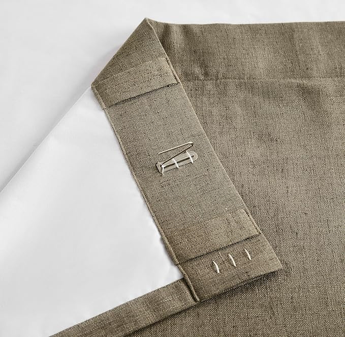 Vision Home Brown Linen Full Blackout Curtains 95 inch Long for Bedroom Living Room Darkening Light Blocking Window Panels Thermal Insulated Rod Pocket Back Tab Neutral Drapes 56" Wx95 Lx2
