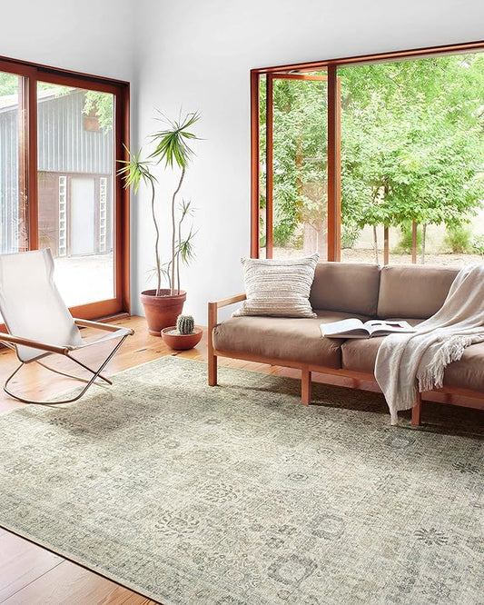 Loloi Skye Collection SKY-14 Natural/Sage 2'-0" x 5'-0" Accent Rug