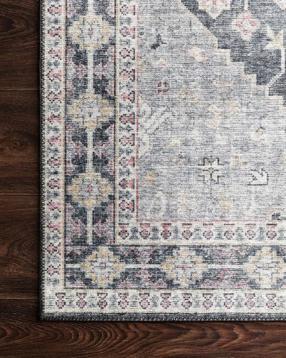 Loloi Skye Collection SKY-02 Charcoal/Multi 8'-0" x 8'-0" Round Area Rug