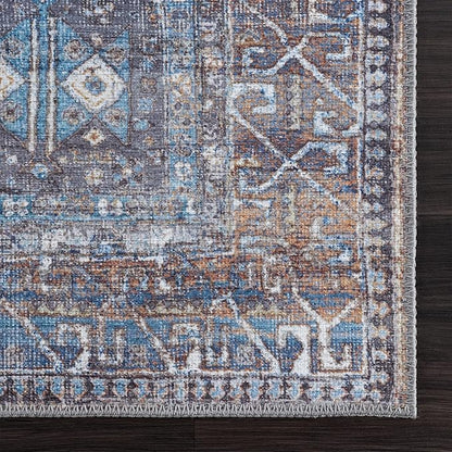 Bloom Rugs Washable 5' x 7' Rug - Slate Gray/Blue Traditional Area Rug for Living Room, Bedroom, Dining Room, and Kitchen - Exact Size: 5' x 7'