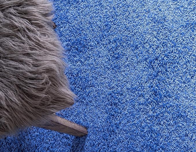Unique Loom Solid Shag Collection Area Rug (2' 7" x 19' 8" Runner, Periwinkle Blue)