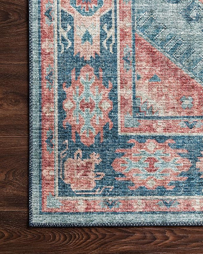 Loloi Skye Collection SKY-03 Turquoise/Terracotta 8'-0" x 8'-0" Round Area Rug