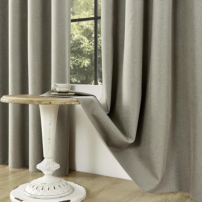 ChrisDowa 100% Blackout Sand Solid Curtains 120 Inches Long 2 Panels for Bedroom Living Room,Farmhouse Room Darkening Thermal Insulated Soundproof Grommet Top Window Treatment Drapes,52x120