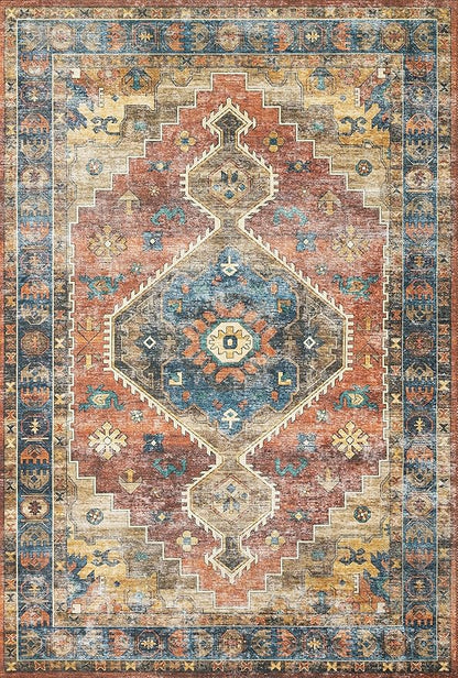 Loloi Skye Collection SKY-11 Rust/Blue 6'-0" x 6'-0" Round Area Rug