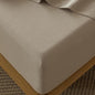 MooMee Fitted Bottom Sheet Only 100% Washed Cotton Linen Like Textured Breathable Durable Soft Comfy Deep Pocket Fits Mattress up to 17" (Mocha Brown, King)