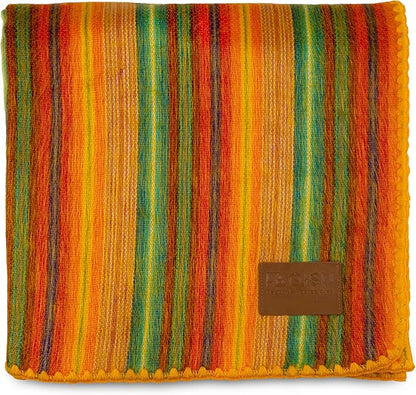 QISU Alpaca Wool Blanket Throw | Large, Beautiful, Warm, Variegated | 85 x 65 inches | Ultra-Soft, Hypoallergenic and Breathable | Non-Itchy or Scratchy Fabric (Yellow Variegated)