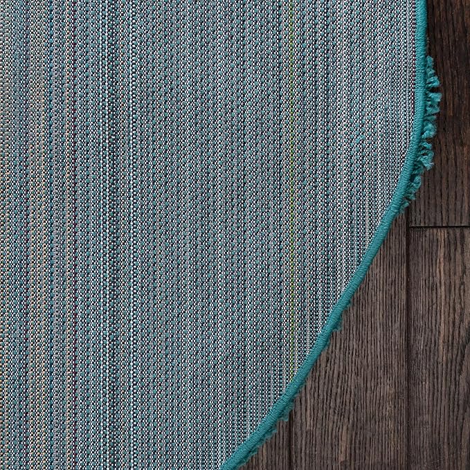 Unique Loom Solid Shag Collection Area Rug (5' 3" x 8' Oval, Deep Aqua Blue)