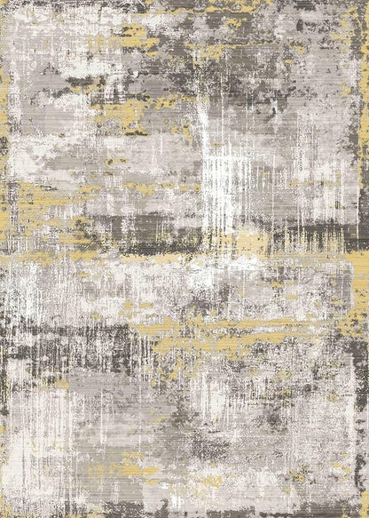 vivorug 9x12 Area Rugs for Living Room, Non Slip Machine Washable Modern Abstract Rug, Ultra-Thin Lightweight Large Area Rug for Bedroom, Dining Room, Low Pile Yellow
