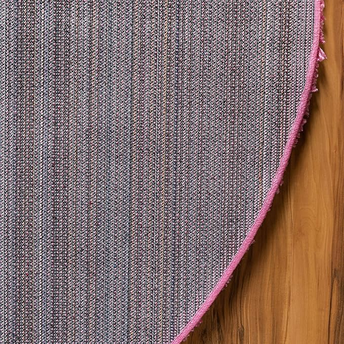 Unique Loom Solid Shag Collection Area Rug (4' 1" Round, Taffy Pink)