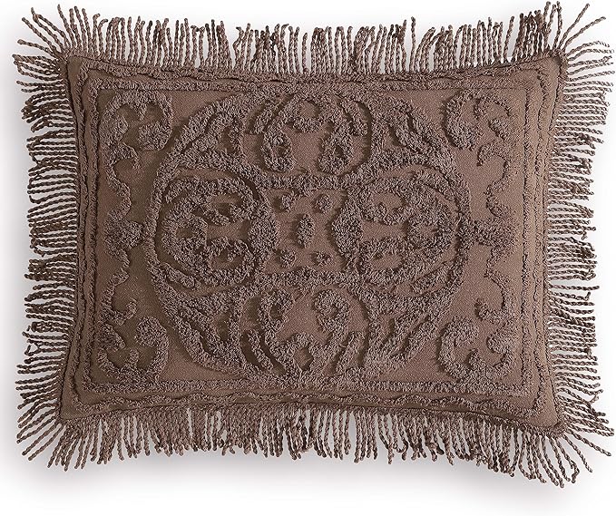 Beatrice Home Fashions Medallion Chenille Bedspread, King Sham, Chocolate
