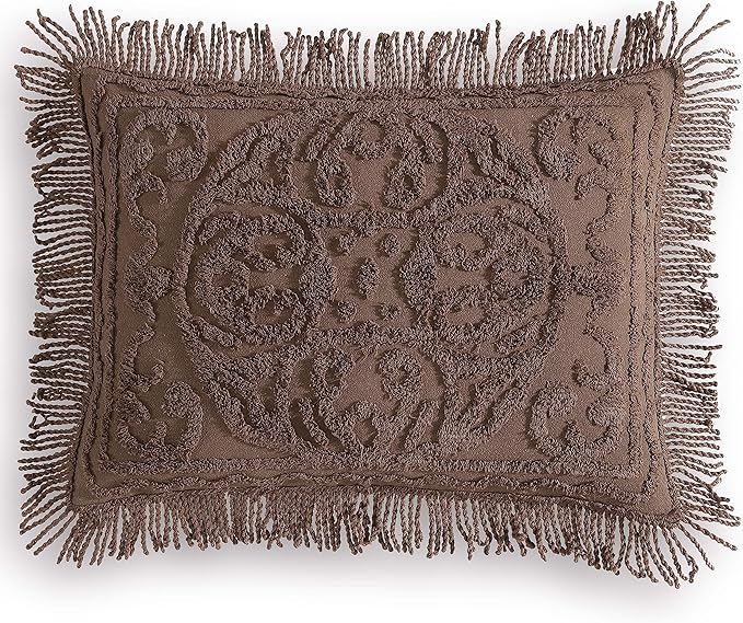Beatrice Home Fashions Medallion Chenille Bedspread, Standard Sham, Chocolate