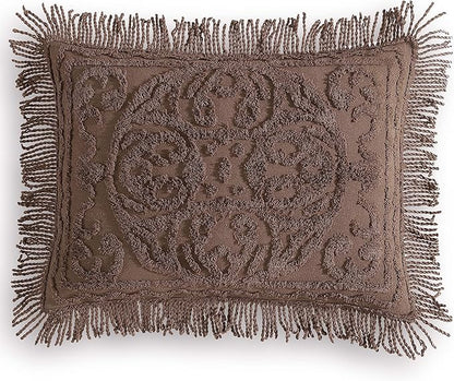 Beatrice Home Fashions Medallion Chenille Bedspread, Standard Sham, Chocolate