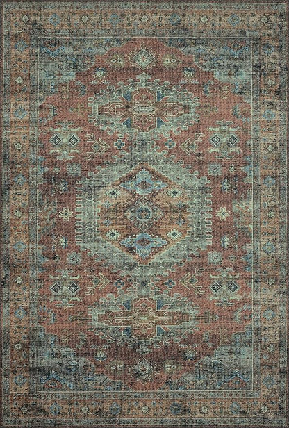 Loloi Skye Collection SKY-07 Terracotta/Sky 2'-6" x 12'-0" Runner Rug