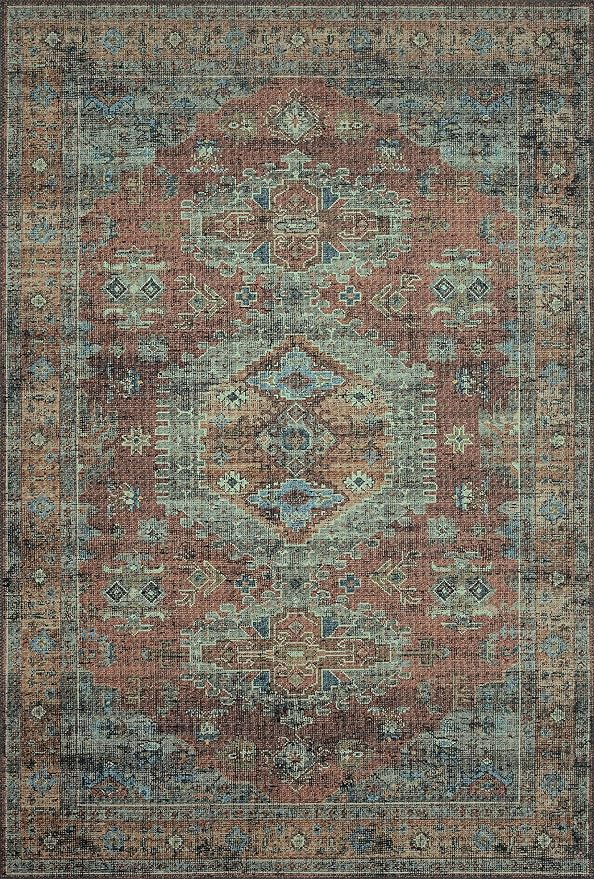 Loloi II Skye Collection SKY-07 Terracotta/Sky 5'-0" x 7'-6" Area Rug