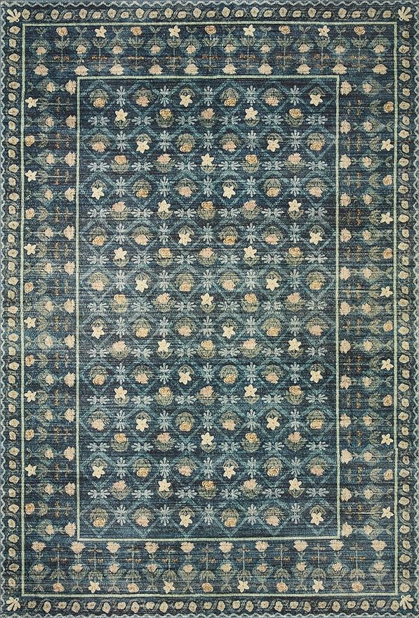 Loloi Rifle Paper Co. Eden Collection EDE-03 Lattice Indigo 2'-6" x 7'-6" Runner Rug feat. CloudPile™