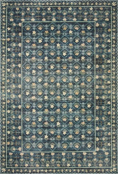 Loloi Rifle Paper Co. Eden Collection EDE-03 Lattice Indigo 2'-6" x 7'-6" Runner Rug feat. CloudPile™