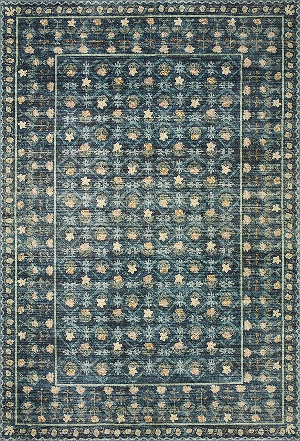 Loloi Rifle Paper Co. Eden Collection EDE-03 Lattice Indigo 2'-0" x 5'-0" Accent Rug feat. CloudPile™