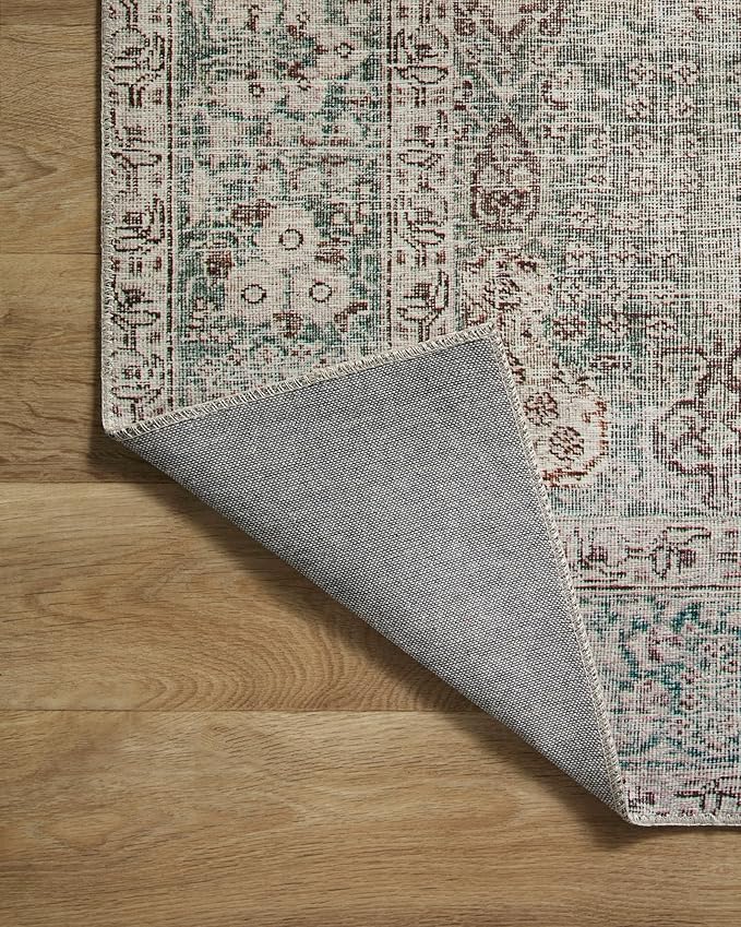 Loloi Chris Loves Julia Jules Collection JUL-08 Emerald/Antique Ivory 2'-0'' x 5'-0'', .13" Pile Height, Accent Rug