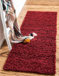 Unique Loom Solid Shag Collection Area Rug (2' 2" x 6' 7" Runner, Cherry Red)