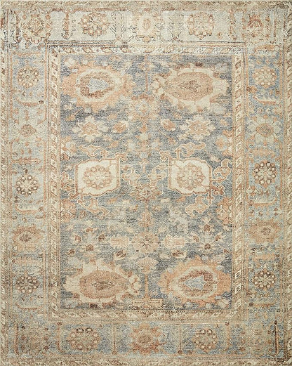Loloi Margot Collection MAT-03 Ocean/Spice 7'-6" x 9'-6" Area Rug feat. CloudPile, No-Shed Easy Clean Large Patterned Area Rug for Living Room, Bedroom, Dining Area