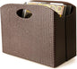 BLU MONACO | Brown Woven Leather Magazine Holder | Storage Basket with Handles for Office Living Room or Bathroom | Vertical Magazine File Organizer