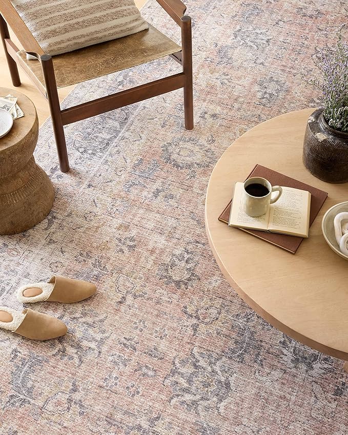 Loloi Skye Collection SKY-01 Blush/Grey 8'-0" x 8'-0" Round Area Rug