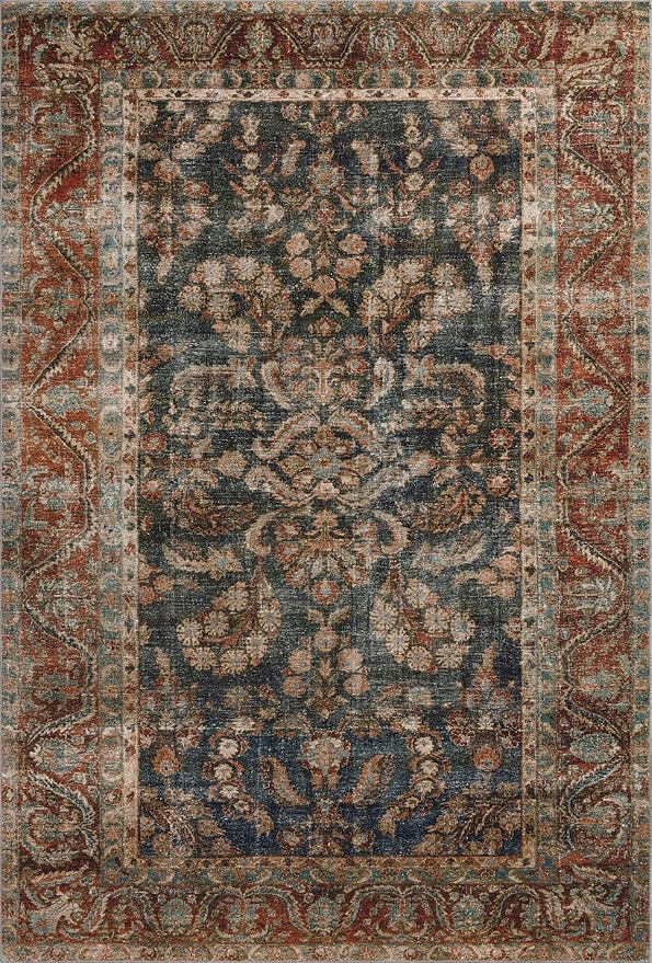 Loloi Chris Loves Julia Jules Collection JUL-10 Ocean/Spice 2'-0" x 5'-0", .13" Pile Height, Area Rug