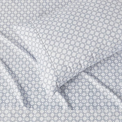 Amazon Basics Lightweight Super Soft Easy Care Wrinkle Free Microfiber 3 Piece Bed Sheet Set with 14-Inch Deep Pockets, Twin, Aqua Squre Grid, Grid, Kids, Men & Women Bedding