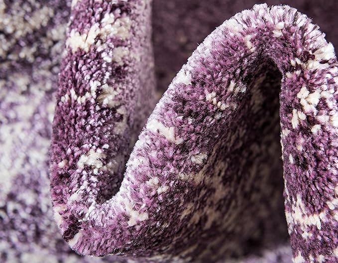 Unique Loom Del Mar Collection Area Rug - Jennifer (2' x 6' 1" Runner, Purple/ Ivory)