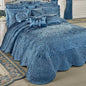Touch of Class Portia Luxury Bedding | Sapphire Blue | Quilted Polyester Satin | Hand Guided Machine Quilted Scroll Design 7 Piece Set: Cal King Oversized Bedspread, 2 King Shams, 4 Pillows