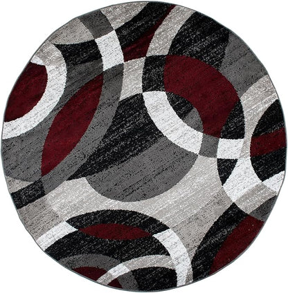Rugshop Contemporary Abstract Circles Perfect for high Traffic Areas of Your Living Room,Bedroom,Dining Nook,Kitchen Round Rug 6' 6" (6' 6" Diameter) Red