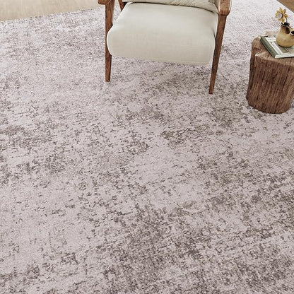 Washable Beige Area Rug 5x7 Modern Abstract Living Room Carpet Neutral Soft Bedroom Throw Rug Low Pile Non Slip Floor Cover for Office Laundry Dining Room Kitchen Bathroom